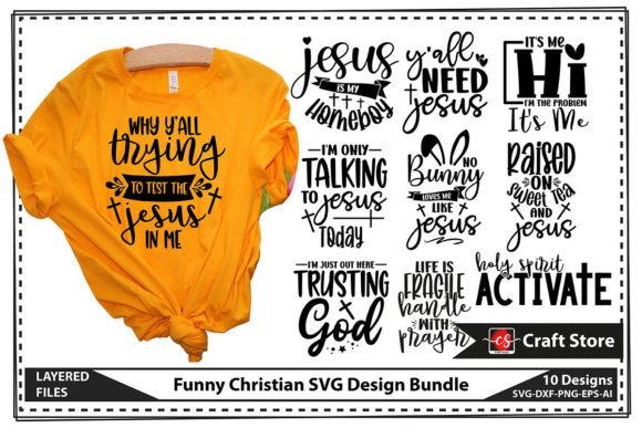 Funny Christian SVG Design Bundle and T-Shirt Designs