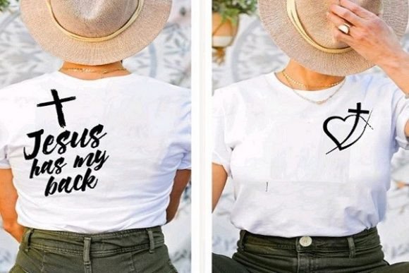 Jesus Has My Back Black T-Shirt Designs
