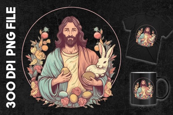 Jesus Holding an Egg and a Rabbit – T-Shirt Designs