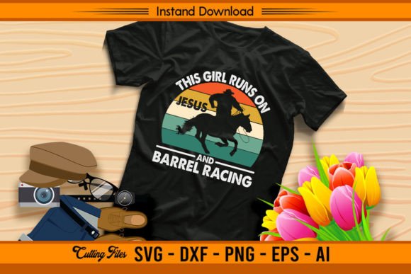 This Girl Runs on Jesus and Barrel T-Shirt Designs