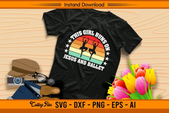 Vintage Retro This Girl Runs on Jesus T-Shirt Designs